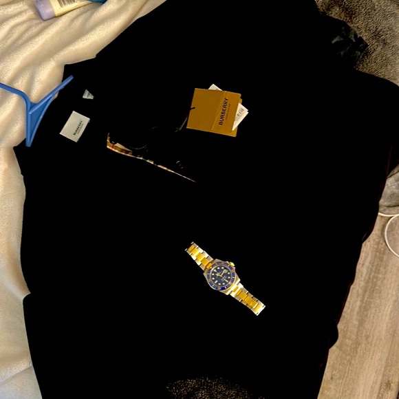 Burberry TB Eddie monogram Mens polo Never worn XL  Black beautiful